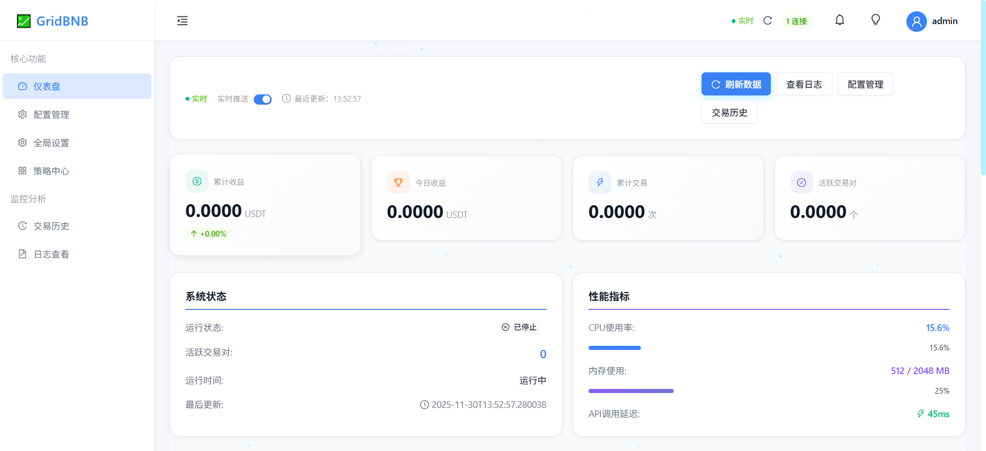 【半测】qc743修复版GridBNB-USDT开源企业级智能网格交易系统/带文本搭建教程